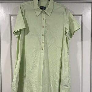 Anthropologie Pastel Green Button-Up Mini Dress